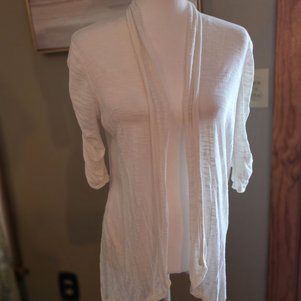 Express Open-Front Lightweight Cream Cardigan